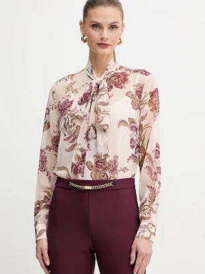 Marciano Guess koszula VERITY damska kolor beżowy regular z wiązanym dekoltem 5BGH14 7310A