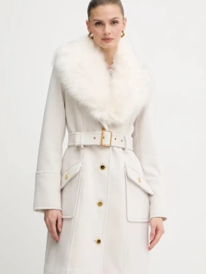 Marciano Guess płaszcz z dodatkiem wełny ALICE kolor beżowy 5BGL26 1799Z