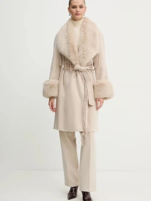 Marciano Guess płaszcz z dodatkiem wełny LILIANA kolor beżowy 5BGL46 7125A