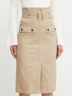 Marciano Guess spódnica bawełniana CINDY kolor beżowy midi ołówkowa 5GGD02 7293A
