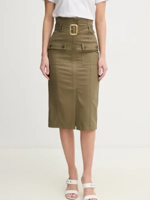Marciano Guess spódnica bawełniana CINDY kolor zielony midi ołówkowa 5GGD02 7293A