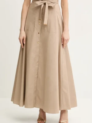 Marciano Guess spódnica bawełniana PAT kolor beżowy maxi rozkloszowana 5GGD20 7315A