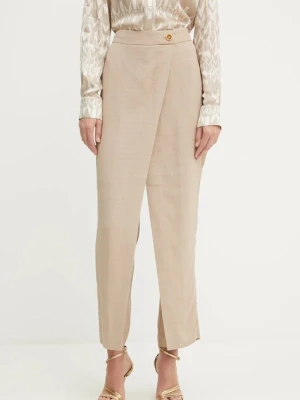 Marciano Guess spodnie ARIANA damskie kolor beżowy proste high waist 5YGB06 7341A