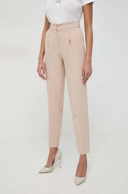 Marciano Guess spodnie PAULA damskie kolor beżowy fason cygaretki high waist 4RGB26 7046A