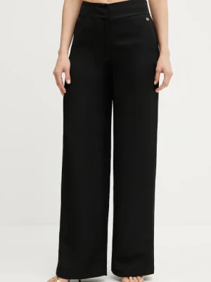 Marciano Guess spodnie z domieszką lnu GRETA damskie kolor czarny proste high waist 5GGB21 7316A