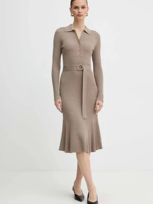 Marciano Guess sukienka AGATHE kolor beżowy maxi rozkloszowana 5BGK07 5891Z