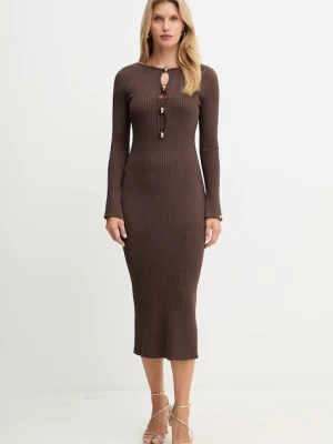 Marciano Guess sukienka AGATHE kolor brązowy maxi dopasowana 5BGK55 5891Z