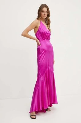 Marciano Guess sukienka jedwabna ISHANI kolor fioletowy maxi rozkloszowana 4GGK56 9719Z