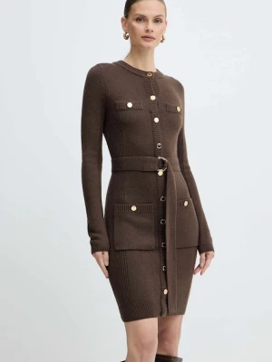 Marciano Guess sukienka z dodatkiem kaszmiru AFRAH kolor brązowy 5BGK43 5893Z