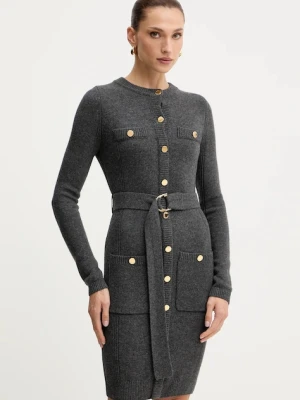 Marciano Guess sukienka z dodatkiem kaszmiru AFRAH kolor szary 5BGK43 5893Z