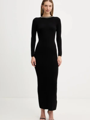 Marciano Guess sukienka z dodatkiem wełny ABEL kolor czarny maxi dopasowana 5BGK03 5782Z