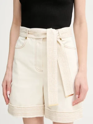 Marciano Guess szorty jeansowe NAOMI damskie kolor beżowy gładkie high waist 5GGD07 7297A