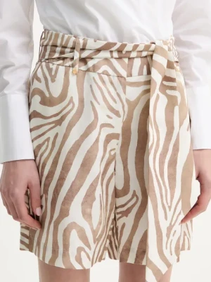 Marciano Guess szorty z domieszką lnu ROSIE damskie kolor beżowy wzorzyste high waist 5GGD10 7314A
