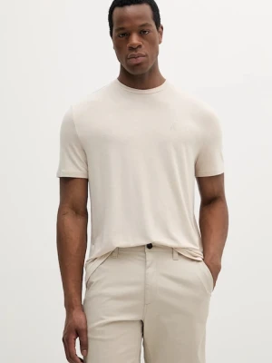 Marciano Guess t-shirt z domieszką lnu męski kolor beżowy gładki 5GHI00 6315A