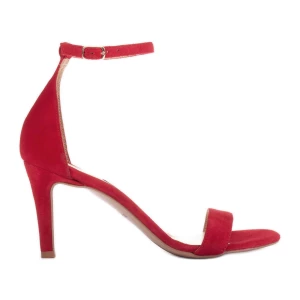 Marco Shoes Eleganckie sandały z naturalnego zamszu czerwone