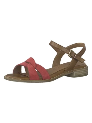 Marco Tozzi Skórzane sandały w kolorze czerwono-jasnobrązowym rozmiar: 41