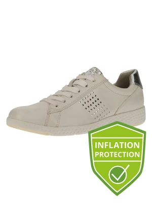 Marco Tozzi Skórzane sneakersy w kolorze srebrno-beżowym rozmiar: 40