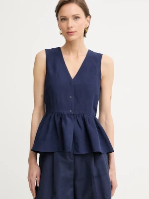 Marella bluzka koszulowa damska z lnem Emme by Marella