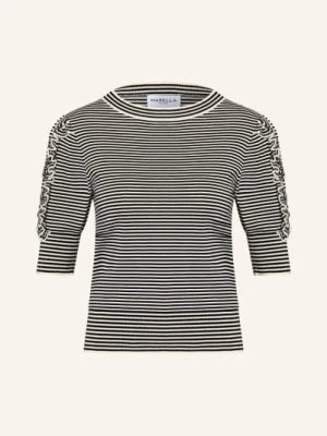 Marella Dzianinowa Bluzka Mlsrefolo Z Falbanami I Rękawami 3/4 blau