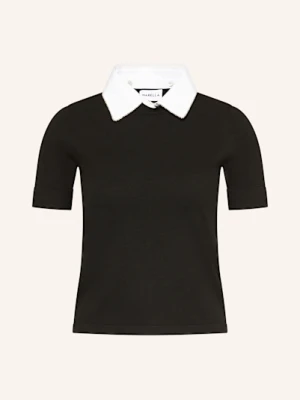 Marella Dzianinowa Koszulka Z Odpinanym Kołnierzem schwarz