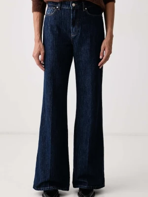 Marella jeansy wide leg damskie MLSWLEG granatowy