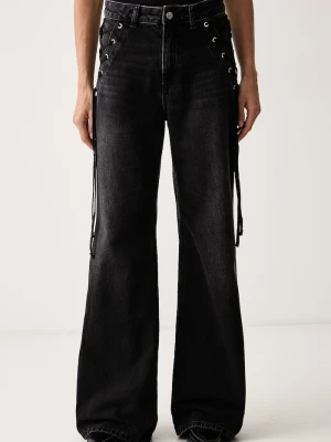 Marella jeansy wide leg damskie MLSWLEG3 czarny