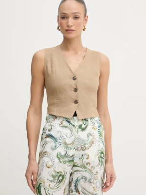 Marella kamizelka jednorzędowa damska lniana Emme by Marella