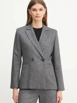 Marella marynarka z dodatkiem wełny Emme by Marella kolor szary jednorzędowa melanżowa 2525046082200