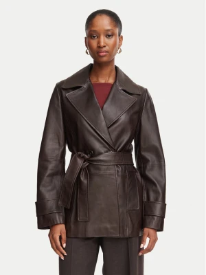 Marella Płaszcz skórzany Ragni 2623446051 Brązowy Regular Fit