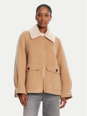 Marella Płaszcz wełniany Gettone 2523086011 Beżowy Loose Fit