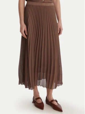 Marella Spódnica plisowana Gabbia 2613101085 Brązowy Regular Fit