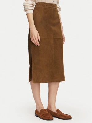 Marella Spódnica skórzana Marmo 2623406021 Brązowy Regular Fit