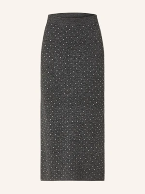 Marella Spódnica Z Dzianiny Z Ozdobnymi Kamykami grau