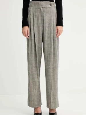 Marella spodnie damskie kolor beżowy szerokie high waist 2523136021200