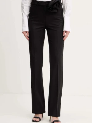 Marella spodnie damskie kolor czarny dzwony high waist 2523136242200