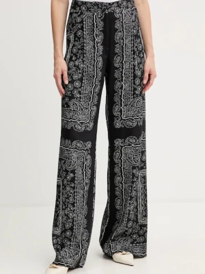 Marella spodnie damskie kolor czarny szerokie high waist 2523136271200