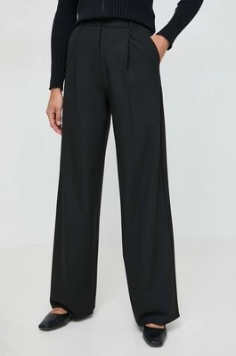 Marella spodnie damskie kolor czarny szerokie high waist 2413131251200