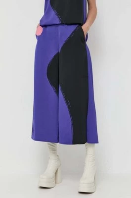 Marella spodnie damskie kolor fioletowy szerokie high waist