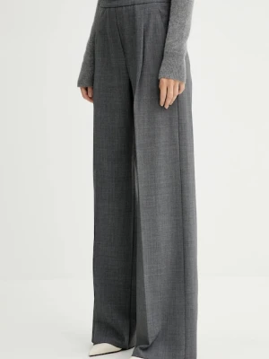 Marella spodnie damskie kolor szary szerokie high waist 2523136014200