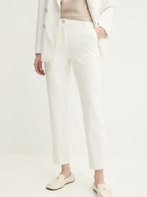 Marella spodnie DOTTO damskie kolor beżowy dopasowane high waist 2513781014200