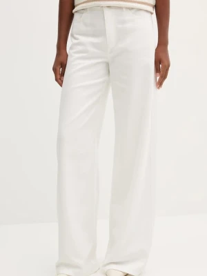 Marella spodnie Emme by Marella damskie kolor beżowy szerokie high waist 2525136071200
