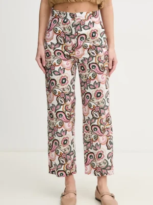 Marella spodnie Emme by Marella damskie kolor biały fason culottes high waist 2515131112200