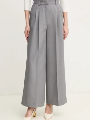 Marella spodnie Emme by Marella damskie kolor szary proste high waist 2515131261200