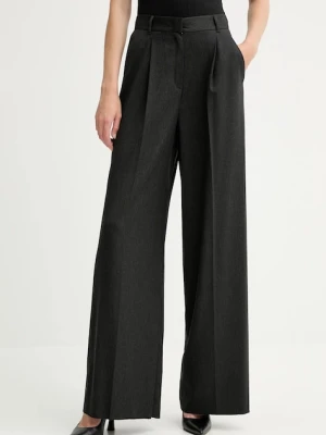 Marella spodnie Emme by Marella damskie kolor szary szerokie high waist 2525136151200