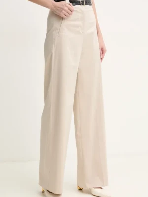 Marella spodnie SORAIA damskie kolor beżowy szerokie high waist 2513131181200