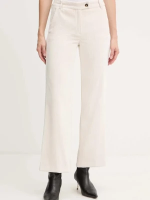 Marella spodnie sztruksowe Emme by Marella damskie kolor beżowy proste high waist 2525136052200