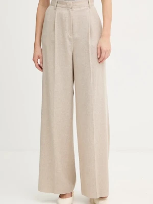 Marella spodnie z dodatkiem wełny Emme by Marella damskie kolor beżowy szerokie high waist 2525136102200