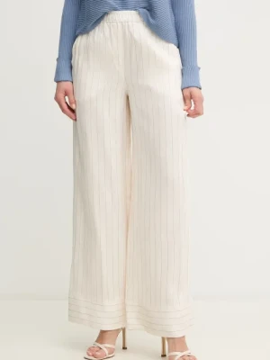 Marella spodnie z domieszką lnu COCCIO damskie kolor beżowy szerokie high waist 2513131134200