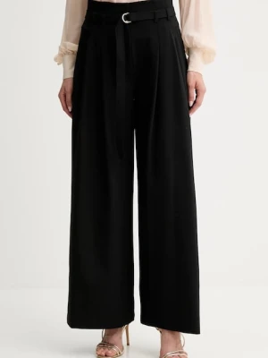 Marella spodnie z wełną damskie kolor czarny szerokie high waist 2523136011200