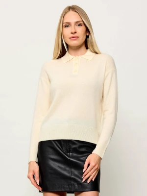 Marella SPORT Wełniane polo Mlsorma | Relaxed fit | z dodatkiem kaszmiru kremowy